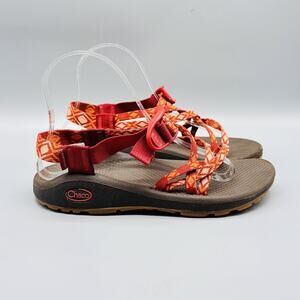 Chaco Sandals Womens 7 Orange Red Strappy Sport Hiking Water Adjustable Webbing
